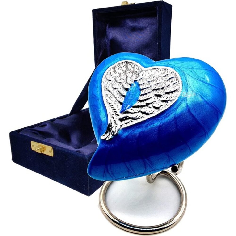 Keepsake Heart Cremation Urn for Ashes Angel Wings BEAUTIFUL New !